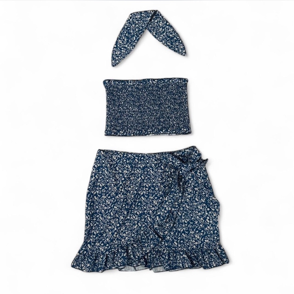 Floral Blue Skirt Set